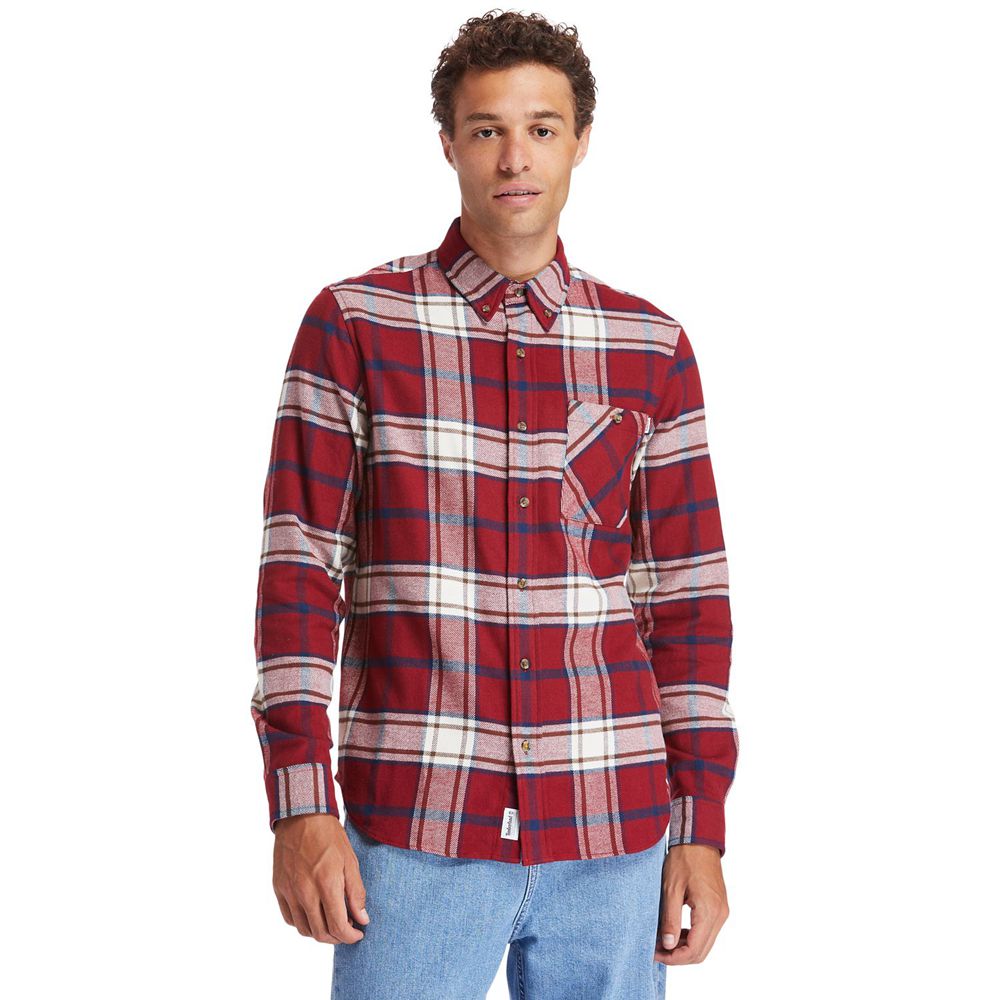 Camisa Timberland Argentina Hombre - Back River Heavy Flannel Check - Rojas/Blancas - JEIYBL-285